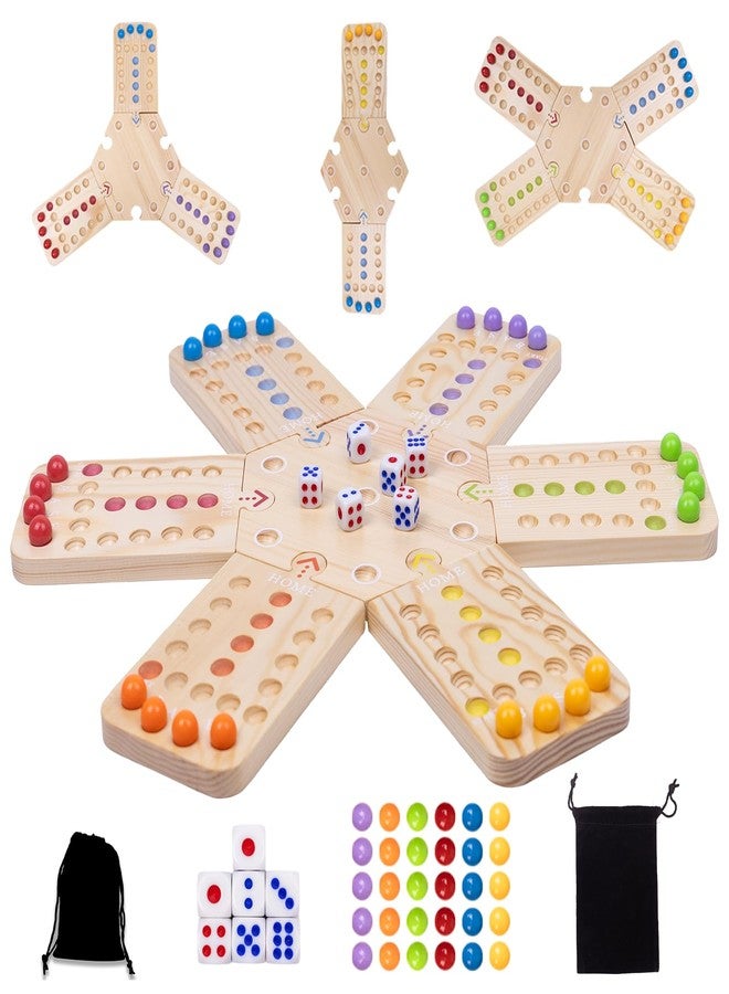 WodGod Original Marble Board Game Set, Portable Wooden Tabletop Game with 30 Marbles and 7 Dice for Family Party Nights (2-6 Players) - Image 1